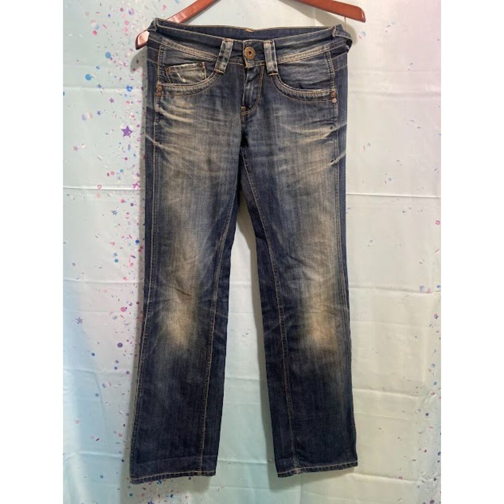 Pepe Jeans London Olympia Women’s Blue Jeans Sz 26x34 Low Rise Straight Leg Y2K